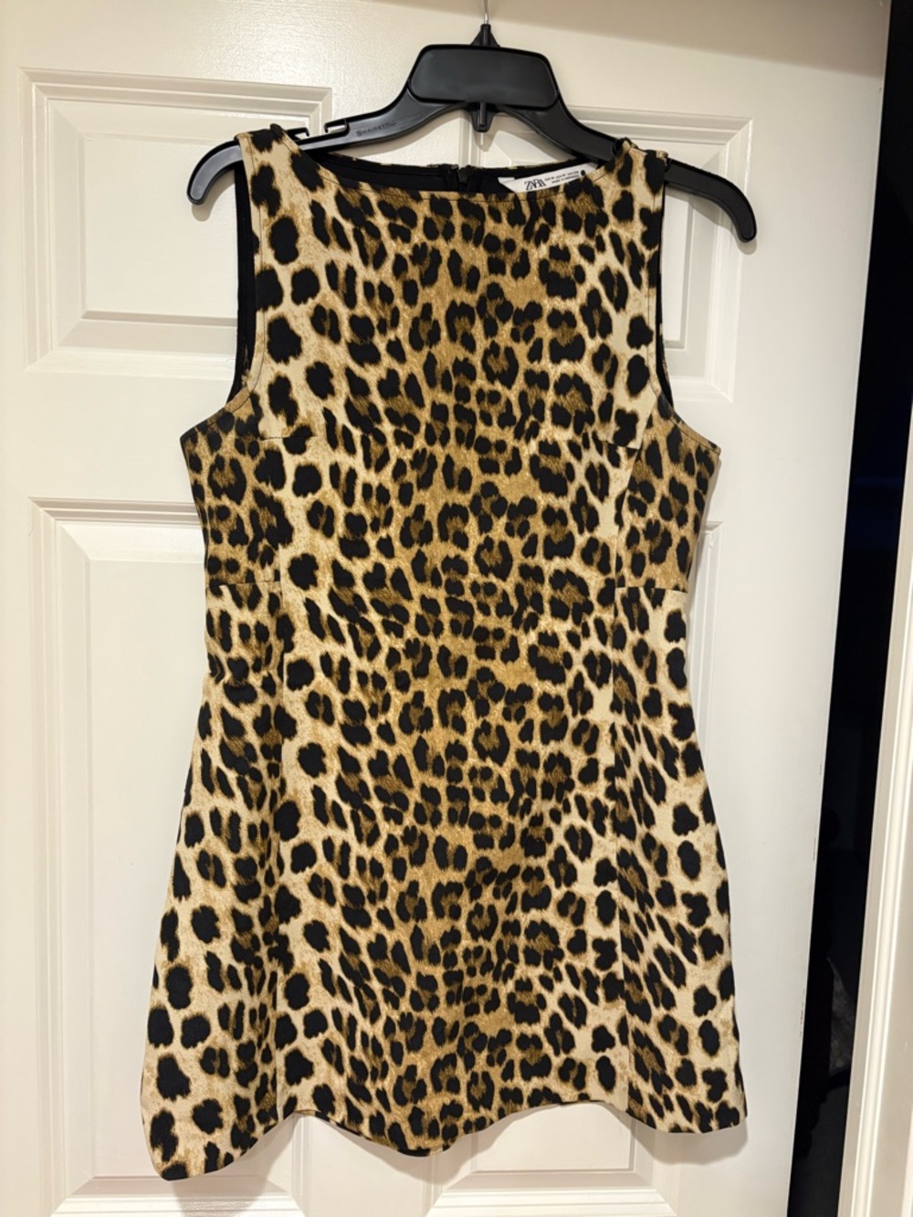 Zara Leopard Print Sleeveless Mini Dress - Tan & Black